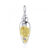 Archangel Gabriel Triquetra Silver and Gold Vial Pendant MPD4066 - Jewelry