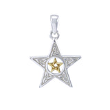 Double Pentacle Silver and Gold Pendant MPD4260