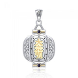 The Reiki Dai Ko Myo Japanese Lantern Silver and Gold Pendant with Gemstone MPD4928 - Jewelry