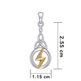 Zeus God Lightning Bolt with Celtic Trinity Knot Silver and Gold Pendant MPD5898