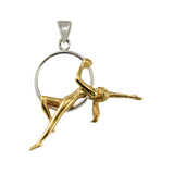 Beautiful Acrobat Lady With Her Magical Aerial Hoop Silver with 14K Gold Accent Pendent MPD5998