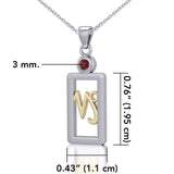 Capricorn Zodiac Sign Silver and Gold Pendant with Garnet and Chain Jewelry Set MSE781 - Jewelry