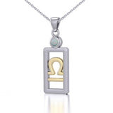 Libra Zodiac Sign Silver and Gold Pendant with Opal and Chain Jewelry Set MSE790 - Jewelry