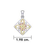 Celtic Four Point Knot Silver and Gold Accent Pendant OPD3934