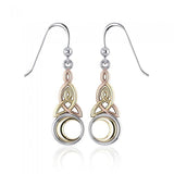 Celtic Triquetra with Crescent Moon Three Tone Earrings OTE2565