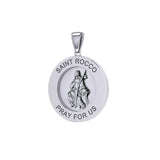 Saint Rocco or St. Roch Silver Medal Pendant (Medium 22 mm.) TPD5461 - Jewelry
