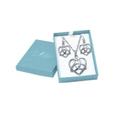 Silver Trinity Heart Pendant Chain and Earrings Box Set SET026