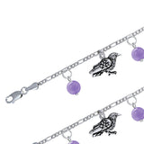 Silver Raven Bracelet with Gemstone Beads TBL044
