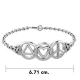 The Love Peace and Recovery Silver bracelet TBL406