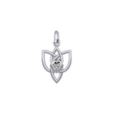 Celtic Knotwork Silver Charm with Heart Gemstone TCM698