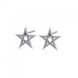 Silver Pentagram Post Earrings TE1178