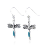 Silver Dragonfly and Gem Earrings TE2810 - Jewelry