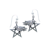 Raven Silver Pentacle Earrings