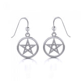 Silver Pentagram Pentacle Earrings TE293