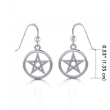 Silver Pentagram Pentacle Earrings TE293