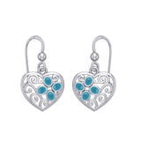Flower in Heart Shape Sterling Silver Earrings TER1238