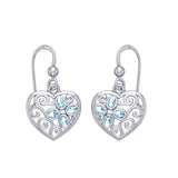 Flower in Heart Shape Sterling Silver Earrings TER1238