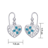 Flower in Heart Shape Sterling Silver Earrings TER1238