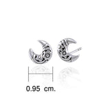 Steampunk Crescent Moon Silver Post Earrings TER1371 - Jewelry