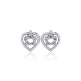 Small Celtic Heart Silver Post Earrings TER1748