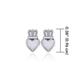 Heart with Crown Silver Post Earrings TER1750 - Jewelry