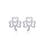 The Heart in Shamrock Silver Post Earrings TER1778 - Jewelry