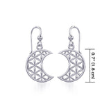 The Flower of Life in Crescent Moon Silver Earrings TER1780 - Jewelry