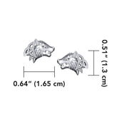 Wolves with Celtic Silver Post Earrings TER1789 - Jewelry
