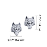 Wolf Head Silver Post Earrings TER1796 - Jewelry