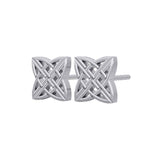 Celtic Knotwork Brigid Cross Silver Post Earrings TER1803 - Jewelry