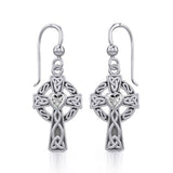Celtic Cross Silver Earrings with Heart Gemstone TER1833 - Jewelry