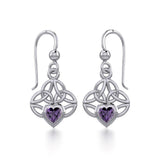 Celtic Knotwork Silver Earrings with Heart Gemstone TER1846 - Jewelry