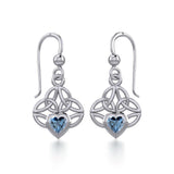 Celtic Knotwork Silver Earrings with Heart Gemstone TER1846 - Jewelry