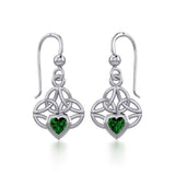 Celtic Knotwork Silver Earrings with Heart Gemstone TER1846 - Jewelry