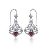 Celtic Knotwork Silver Earrings with Heart Gemstone TER1846 - Jewelry