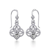 Celtic Knotwork Silver Earrings with Heart Gemstone TER1846 - Jewelry