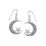 The Star on Celtic Crescent Moon Sterling Silver Earrings TER1852