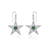 Celtic Star Silver Earrings with Heart Gemstone TER1881 - Jewelry