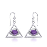 Eye of The Pyramid Silver Earrings with Gem TER1902