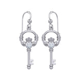 Irish Claddagh Mini Spiritual Key Silver Earrings TER2033
