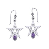 Pentagram Spirit Silver Earrings with Gemstone TER2035