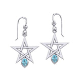 Pentagram Spirit Silver Earrings with Gemstone TER2035