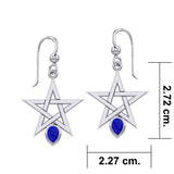 Pentagram Spirit Silver Earrings with Gemstone TER2035