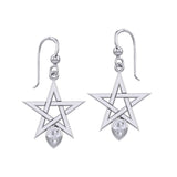 Pentagram Spirit Silver Earrings with Gemstone TER2035