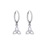 Celtic Knotwork Silver Triquetra or Trinity Knot Hoop Earrings TER2056