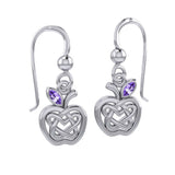 Celtic Spiritual Fruit Apple with Double Heart Silver Earrings with Gemstone TER2110