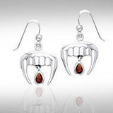 Vampire Teeth with Blood Drops Silver and Gem Earrings TER914 - Jewelry
