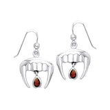 Vampire Teeth with Blood Drops Silver and Gem Earrings TER914