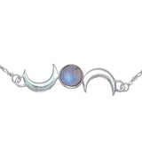 Crescent Moons Silver Necklace TN254