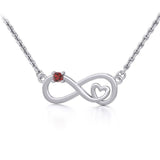 Infinity Heart Silver Necklace with Gemstone TNC485